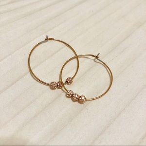 Michael Kors Rose Gold Pavé Ball Hoop Earrings